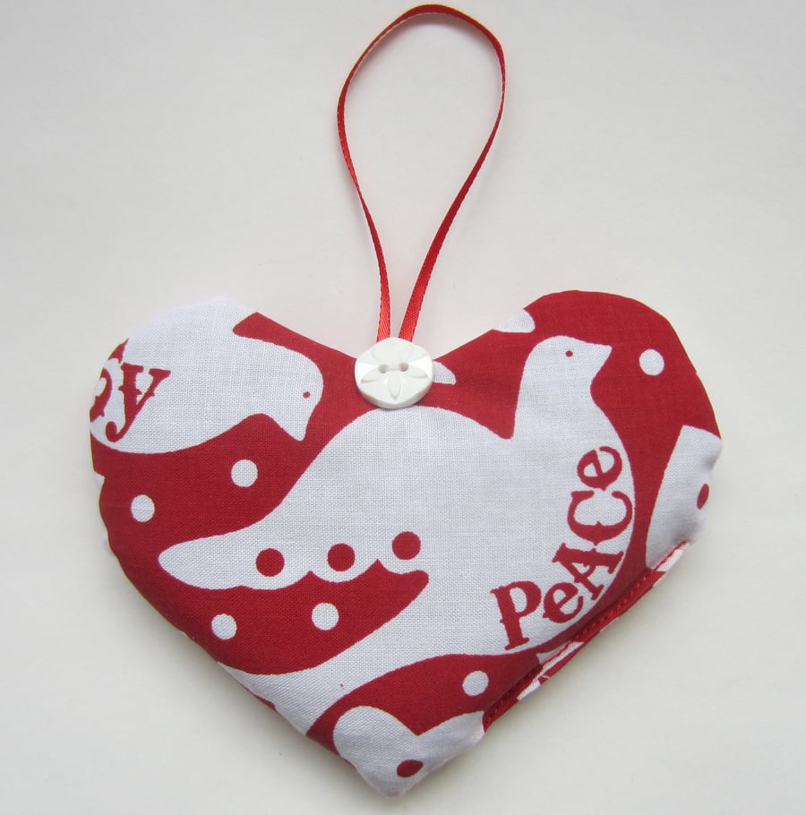 SALE Christmas Hanging Lavender Heart - Dove of Peace