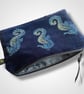 Navy Blue Seahorses Velvet Zip-Up Pouch - Image 3