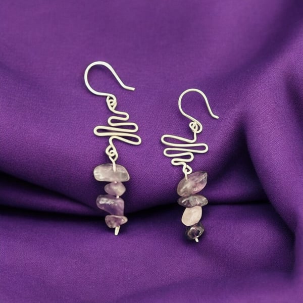 Sterling Silver Amethyst Earrings, Feb Birthstone Birthday, Gift Boxed