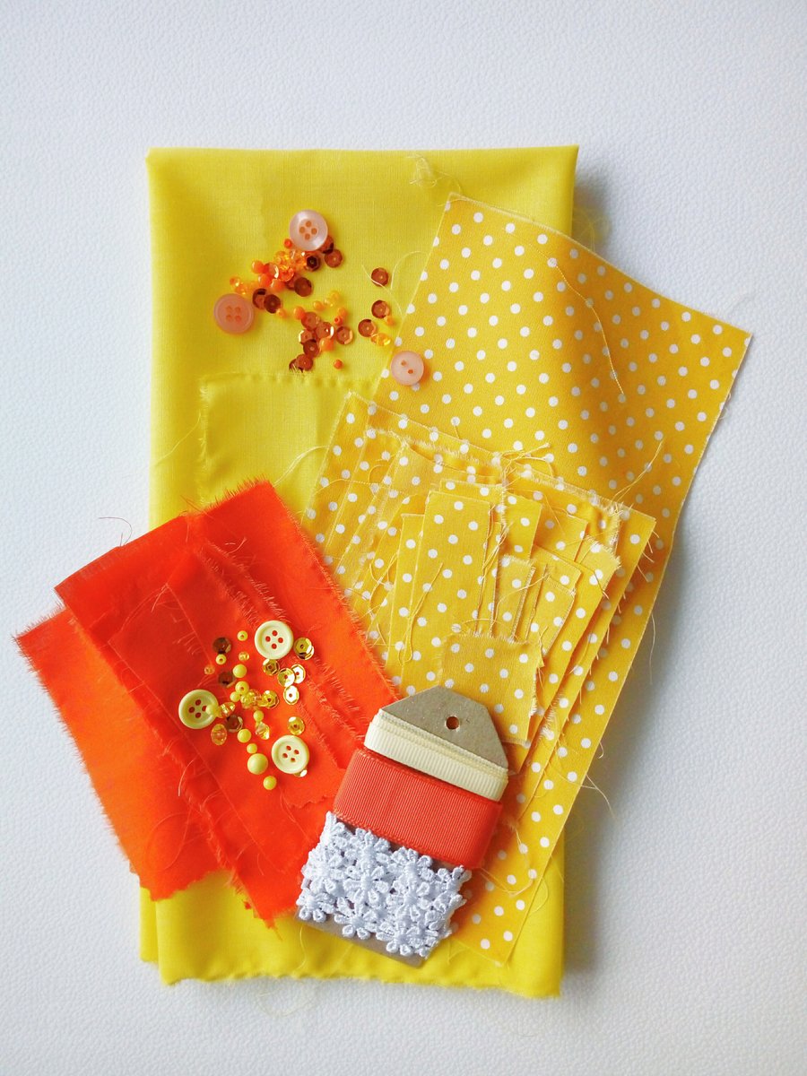 Fabrics and Embellishments Pack - 'Oranges and Lemons'