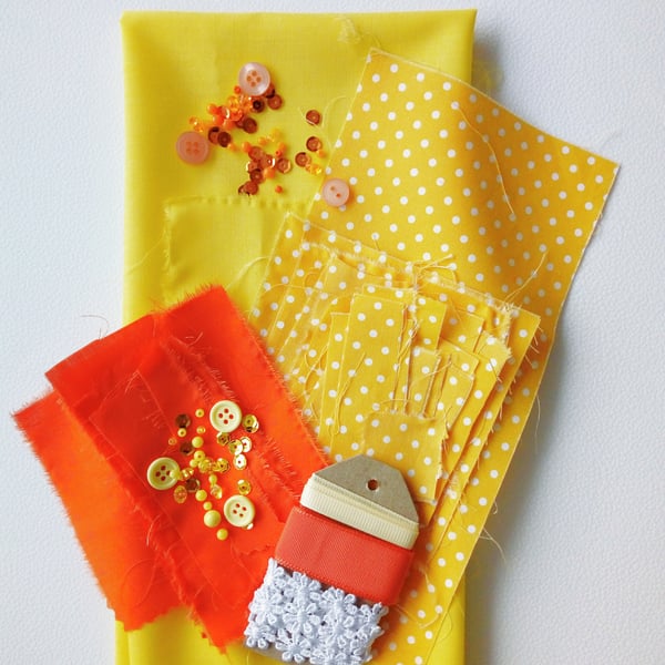 Fabrics and Embellishments Pack - 'Oranges and Lemons'