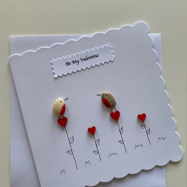 Valentine's Day Handmade Pebble Card, Pebble Artwork Valentine's Card, Personali