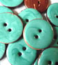 10 Pink Coconut Shell, Enamelled Buttons - Image 3