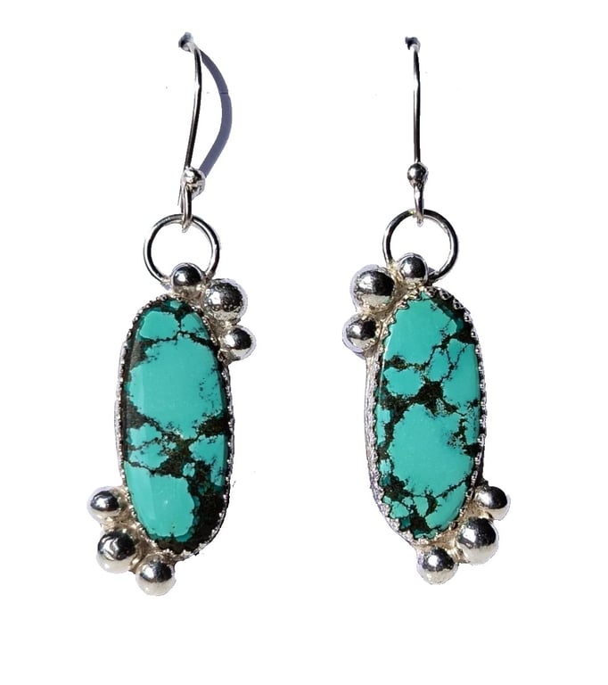Turquoise Earrings Sterling Silver Jewellery Gift Tibetan Recycle Handmade