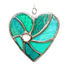 Teal Swirl Heart Stained Glass Suncatcher 