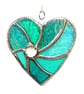 Teal Swirl Heart Stained Glass Suncatcher  - Image 1