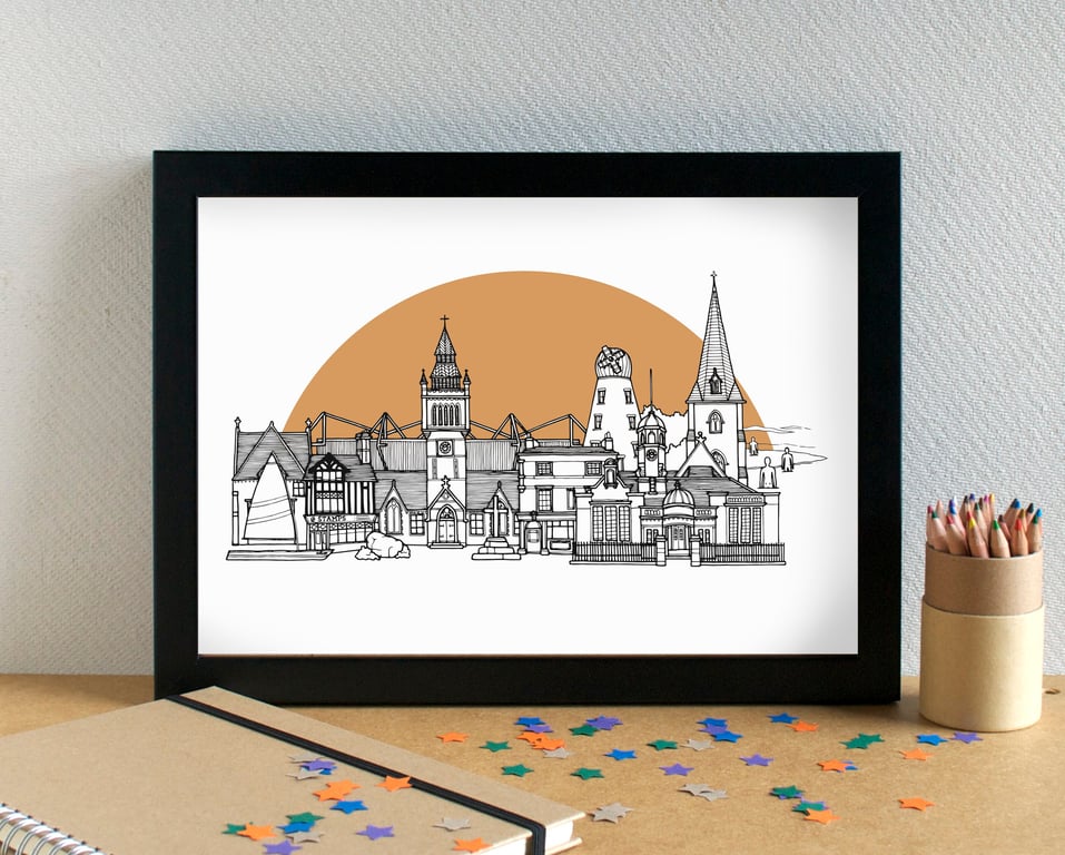 Crosby Merseyside Skyline Art Print