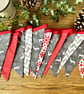 Handmade Red & Grey Reindeer Christmas Bunting - Handmade Fabric Garland