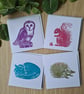 4 sleeping fox notecards thank you cards handprinted art - Image 6