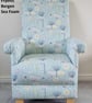 Floral Duck Egg Chair Adult Armchair Fryetts Bergen Fabric Accent Small Green  - Image 2