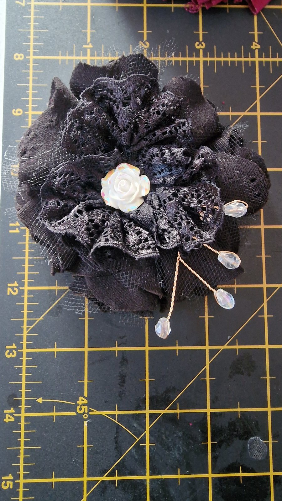 Handmade shabby style fabric and lace flower, use as broach, hair clip,
