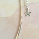 Silver-Plated Metal  Bookmark with Clear Beads and a Sweet Flower Charm