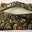 Small zipped purse - stylised birds and leaves on dark background