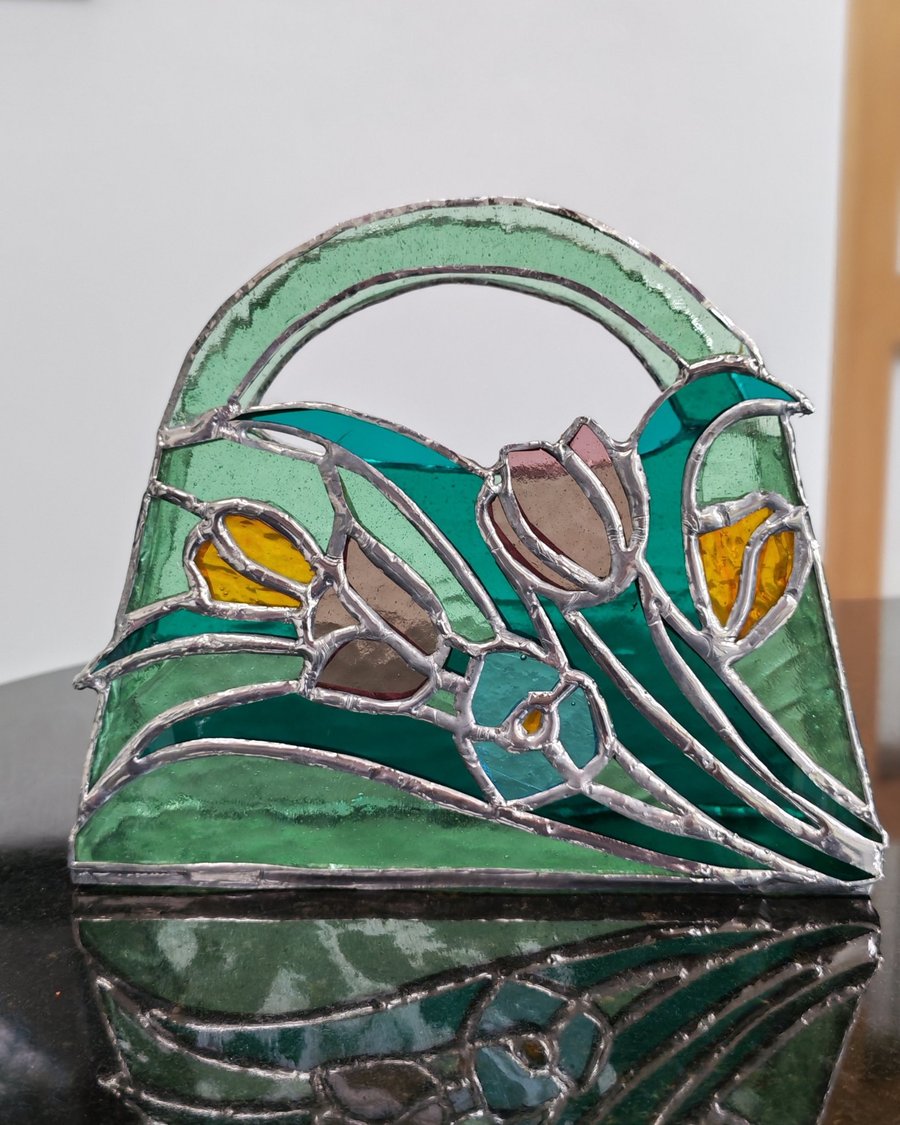 3D Glass Floral Handbag