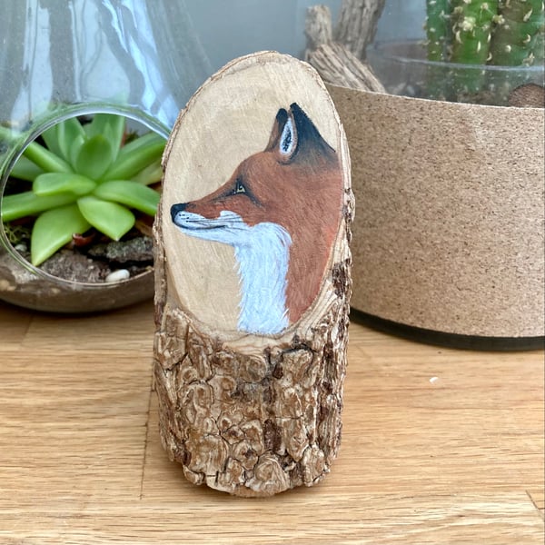 Fox wood stump painting