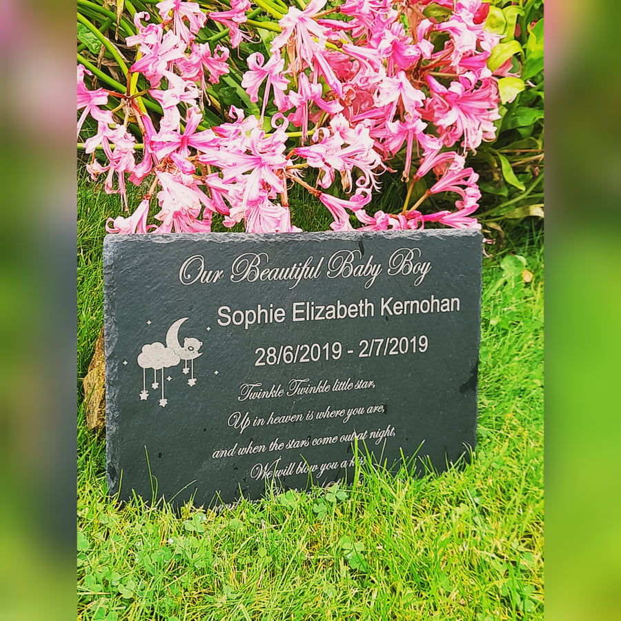 Memorial Garden Plaque Baby Child Infant Slate Headstone Memorial Grave Plaque 
