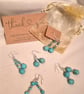 Turquoise blue and silver accent earrings - Folksy
