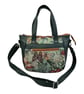 Butterfly print Leather and cotton hand bag, medium sized crossbody bag
