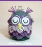 Grey and purple crochet, crocheted owl coin purse - Image 4