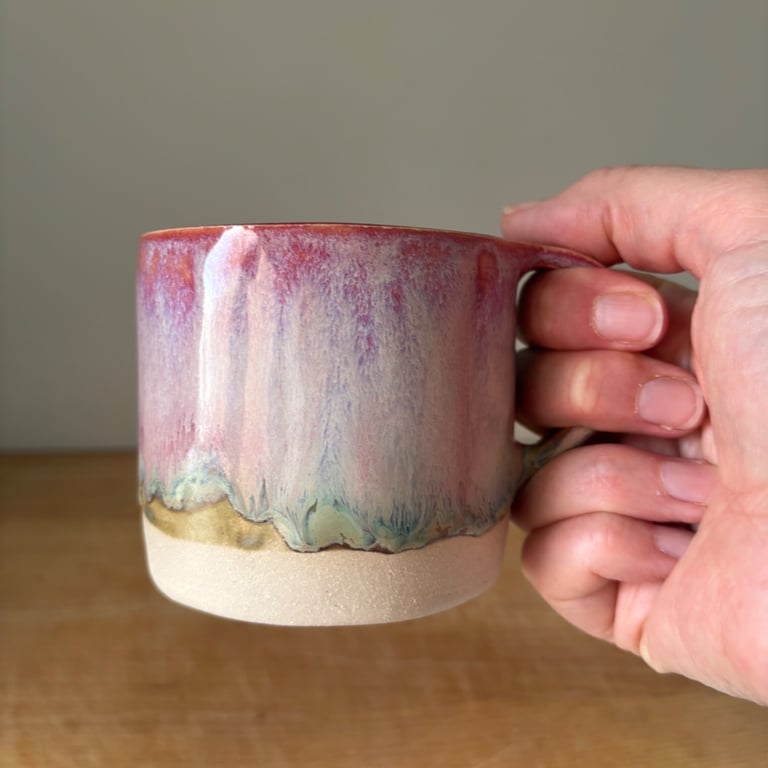 Handmade ceramic mug, stoneware pink mug, small pink cup, 250ml unique mug