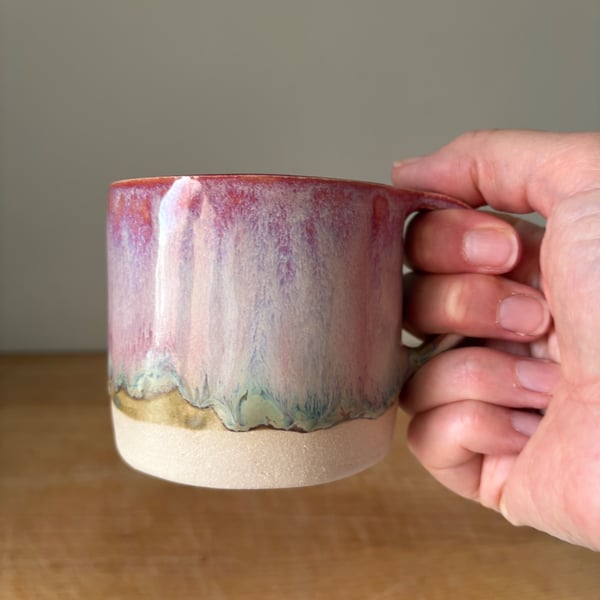 Handmade ceramic mug, stoneware pink mug, small pink cup, 250ml unique mug