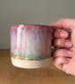 Handmade ceramic mug, stoneware pink mug, small pink cup, 250ml unique mug