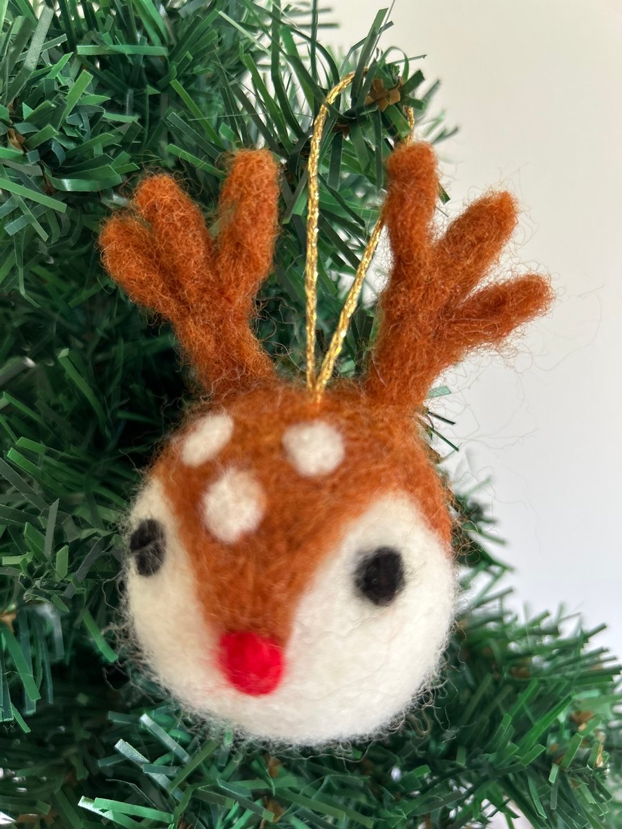 Christmas Reindeer  Needle Felted Decoration