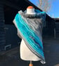 Blue Aquarius soft wool Triangle Lace and Texture Shawl Wrap - Image 3
