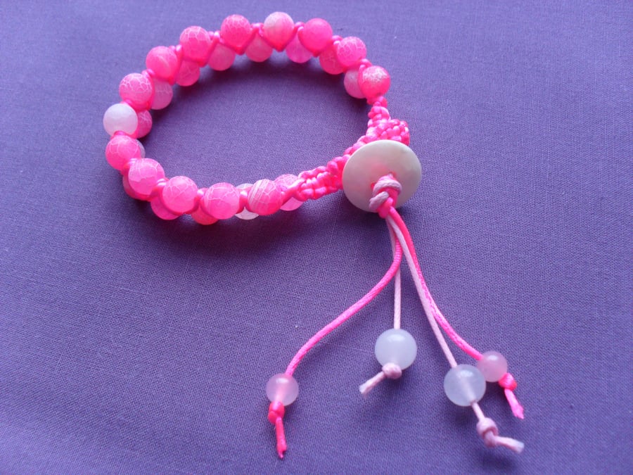 Pink Agate Goddess  Bracelet