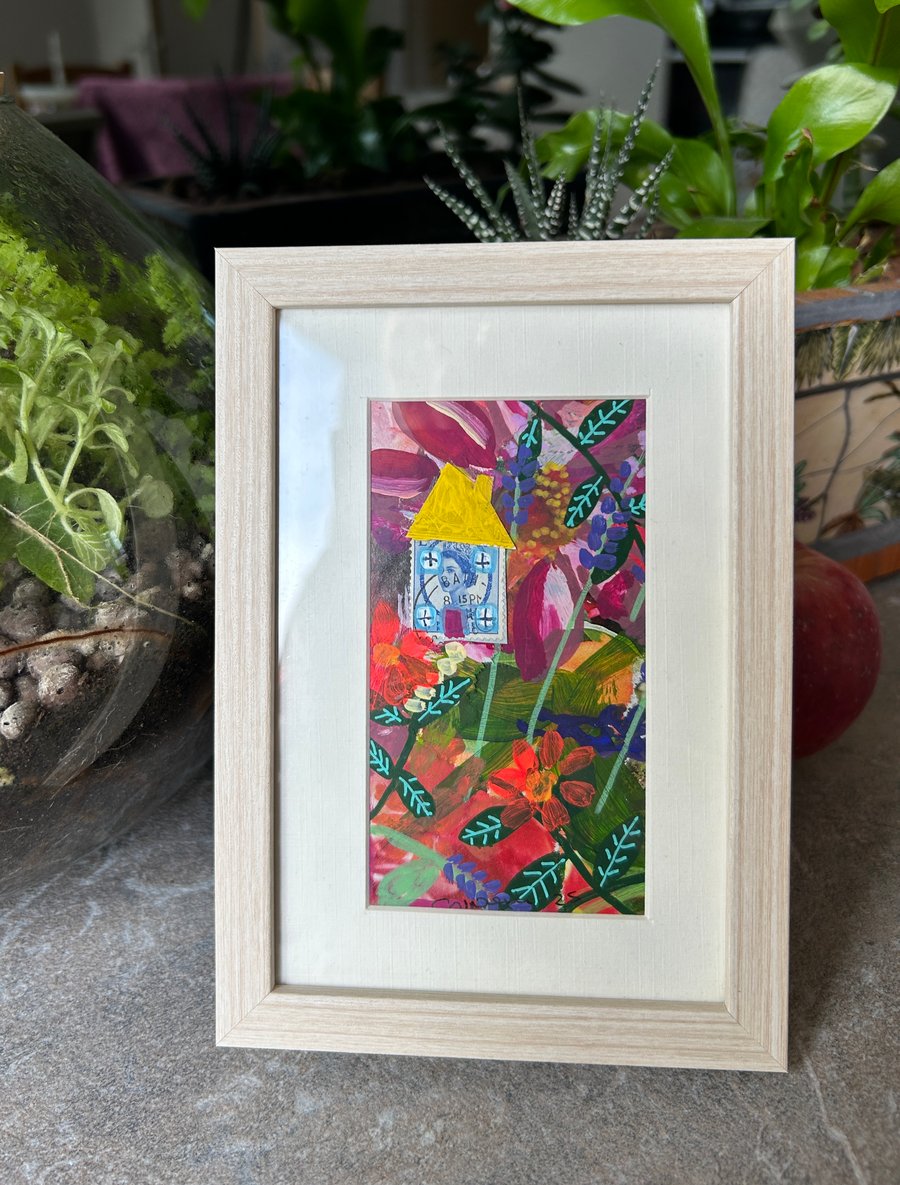 Number 6 Cottage Gardens - original mixed media framed artwork