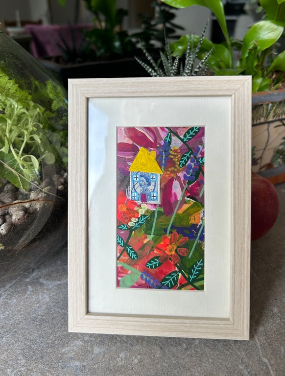 Number 6 Cottage Gardens - original mixed media framed artwork