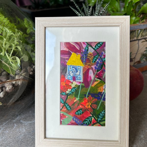 Number 6 Cottage Gardens - original mixed media framed artwork