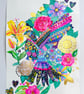 Hummingbird and Flowers Art