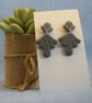 Textured Fan Statement Earrings - Image 1