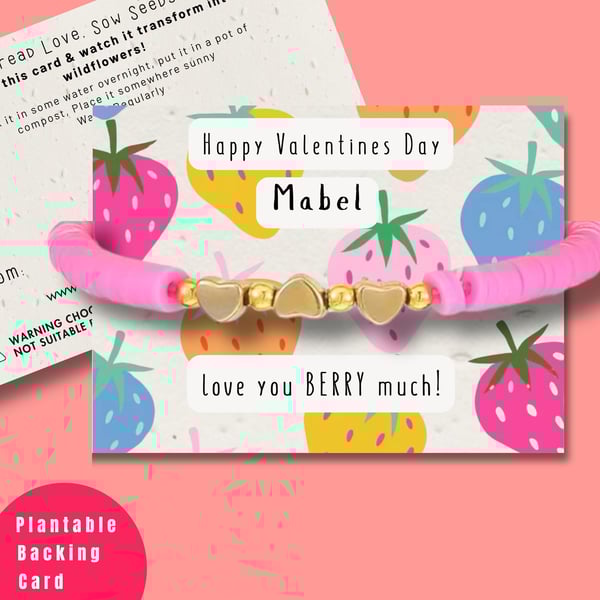 Personalised Valentines Bracelet, Plantable Card, Kids Valentines Gift