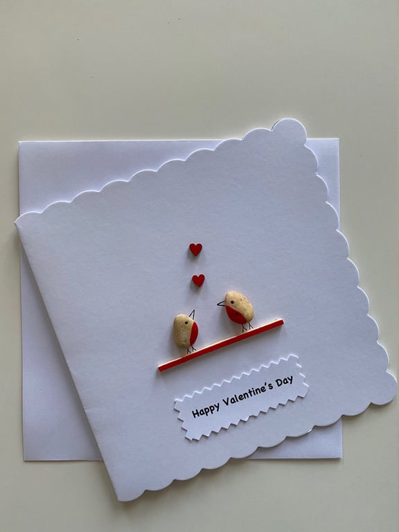 Valentine's Day Pebble Card, Happy Valentine's Day Handmade Card, Personalised V