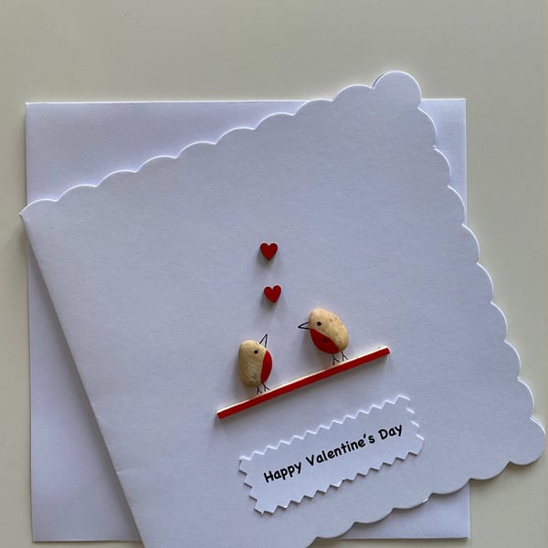 Valentine's Day Pebble Card, Happy Valentine's Day Handmade Card, Personalised V