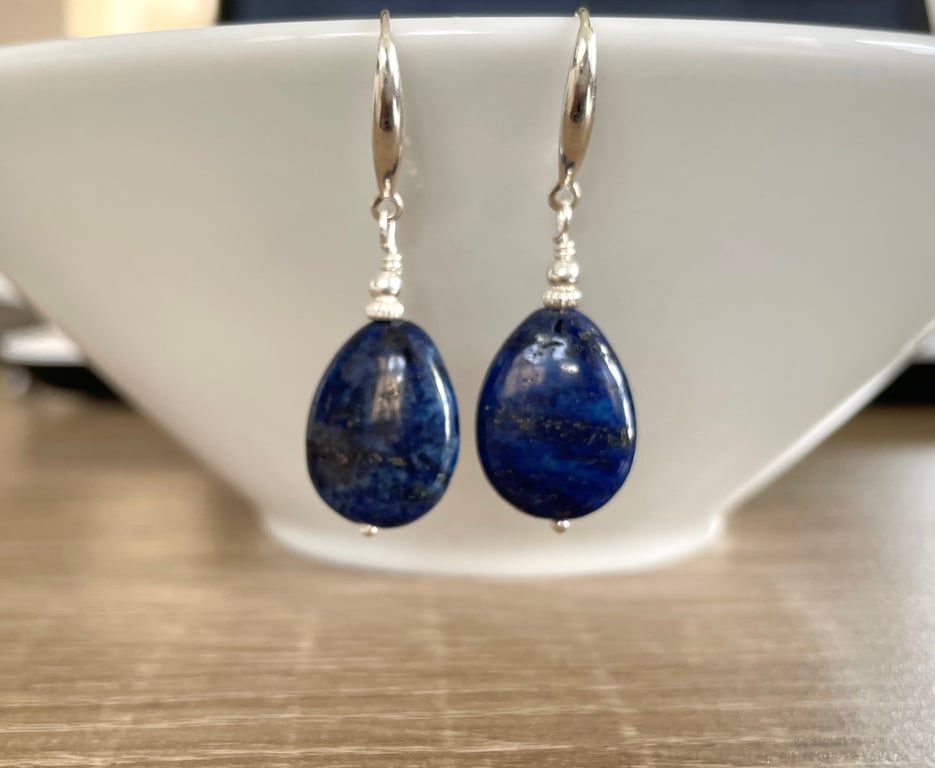 Sterling Silver Lapis Lazuli Dangle Earrings