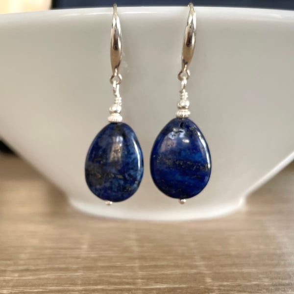 Sterling Silver Lapis Lazuli Dangle Earrings