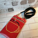 CAT IN A CUP FAUX LEATHER RED BAG 