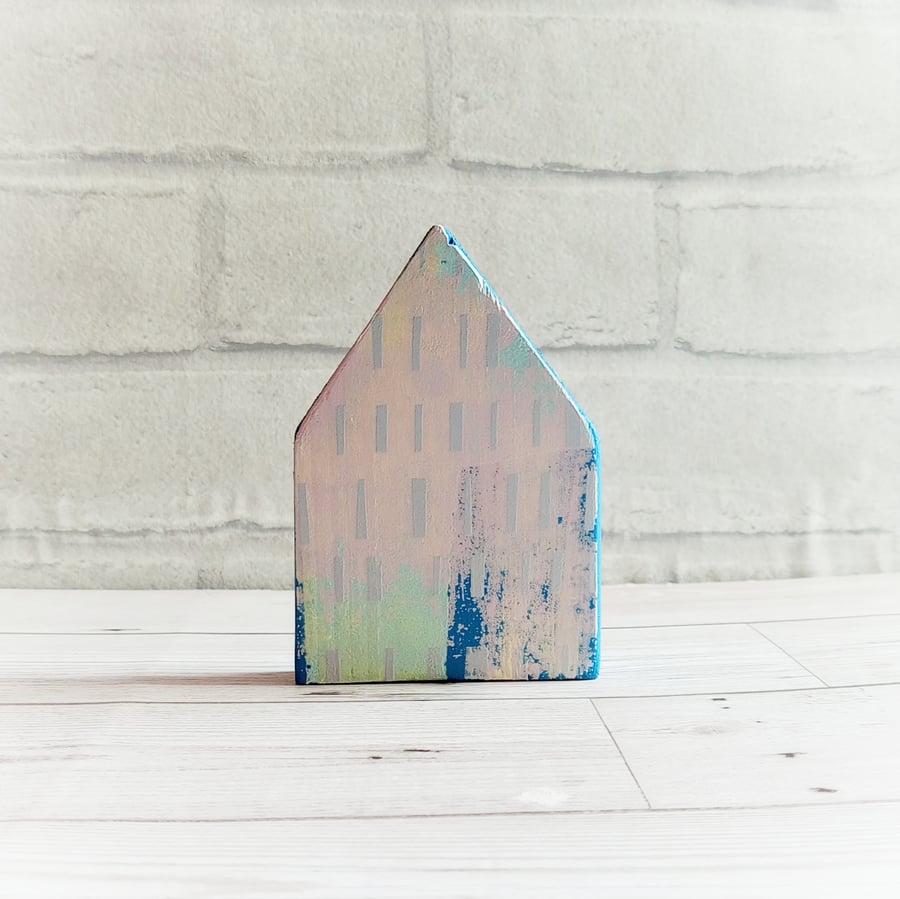Wooden House, House Ornament, Screenprinted Wood