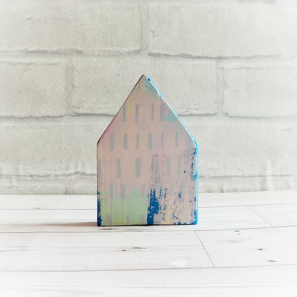Wooden House, House Ornament, Screenprinted Wood