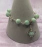 Amazonite stone bracelet with silver teapot charm