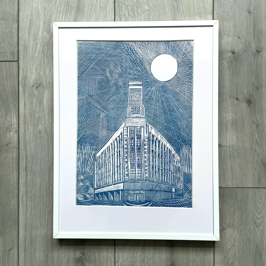 Art Deco Architecture - Lino Print - Blackpool Lancashire - Neo Deco - Original