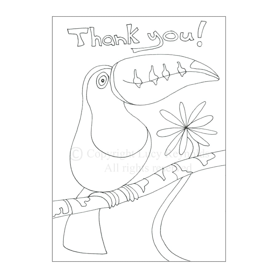 Colour-me-in Thank You Card - Toucan