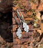 Small handmade silver feather earrings oxidised or bright finish - Image 2