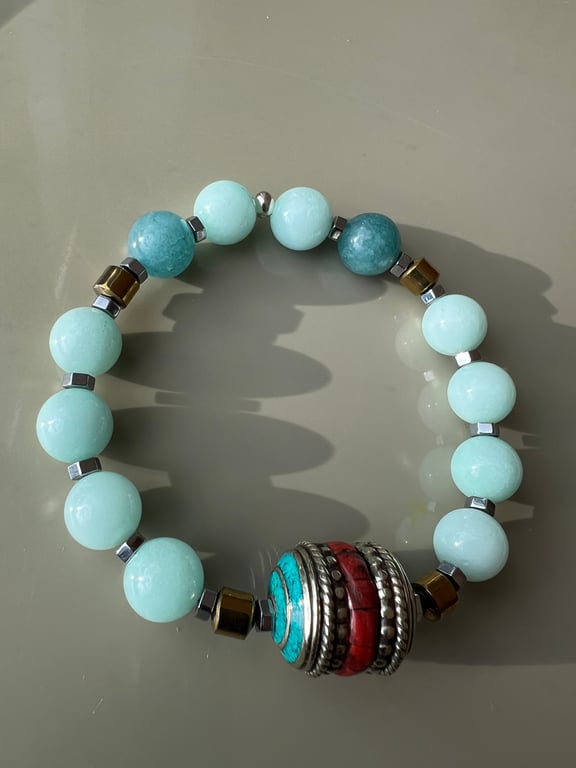 “Mindfulness “,Green Amazonite Bracelet 