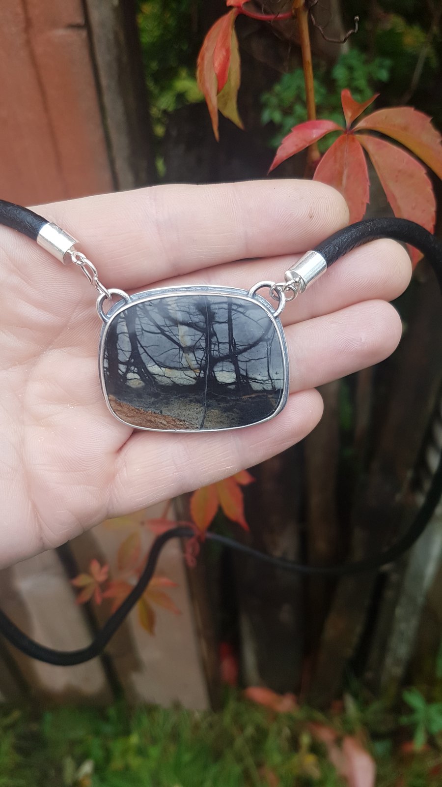 Spooky Trees Reversible Necklace.