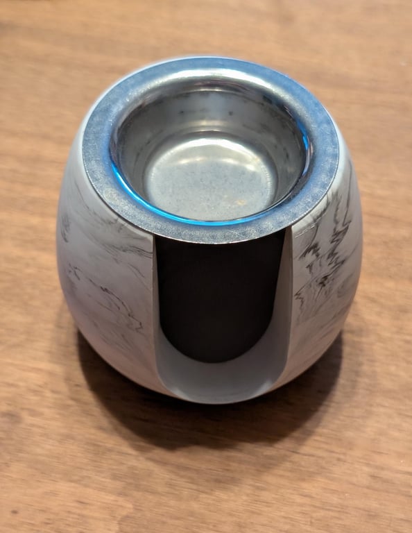 Black & White Marble Effect Eco-Resin Wax Melt Burner with Metal Melting Dish