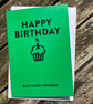 Vintage Typographic Style Birthday Card with Cake Graphic (Green)